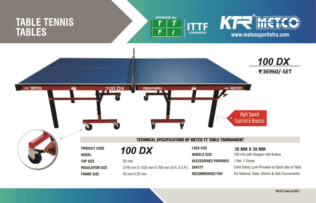 KTR Metco 100 DX Table Tennis Table