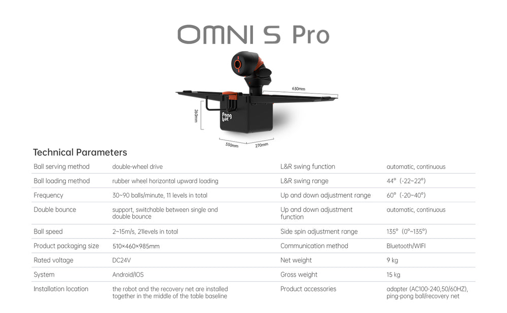 PONGBOT OMNI S PRO Table Tennis Serving Robot