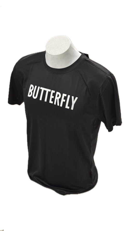 Butterfly R/N Round Neck Dryfit Table Tennis T-Shirt - Black