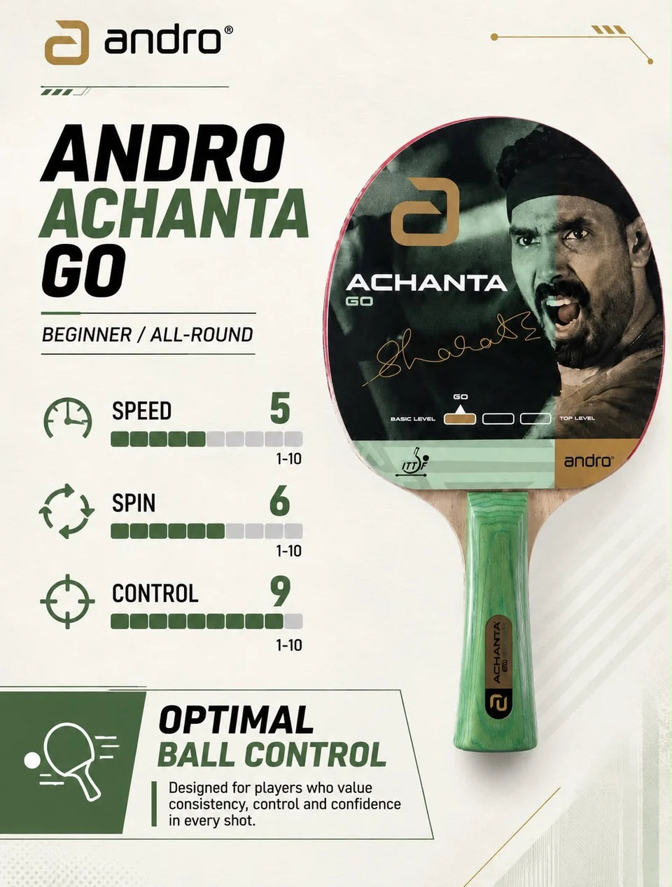 Andro ACHANTA GO Table Tennis Readymade Racket